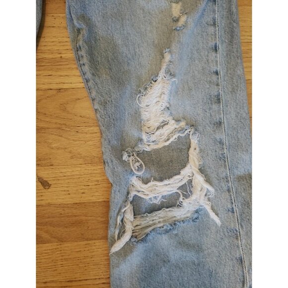 AEROPOSTALE Boyfriend Flare Jeans Distressed Rip Torn Denim Sz 2 32x32 - Picture 3 of 11